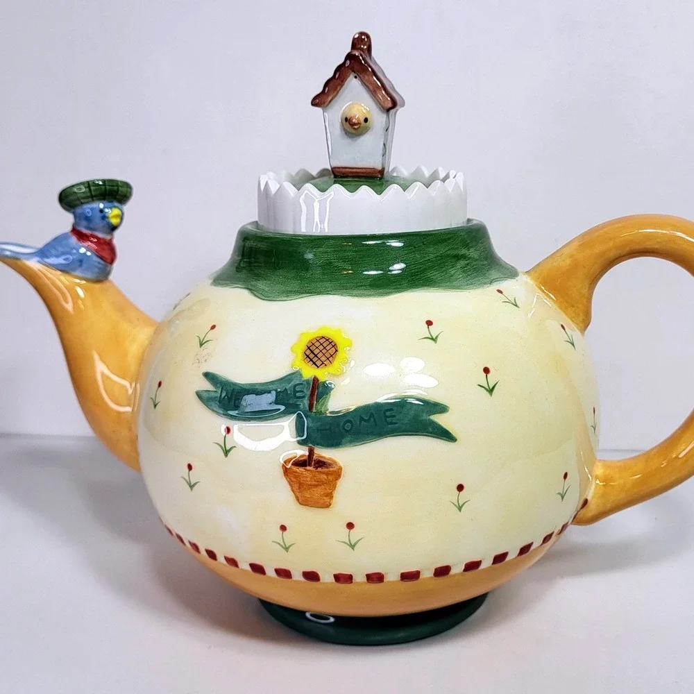 Vandor 1997 Pelzman Design Welcome Home Birdhouse Ceramic Teapot Vintage